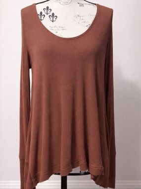 We The Free Waffle-Knit Scoop Neck Tunic in Chestnut